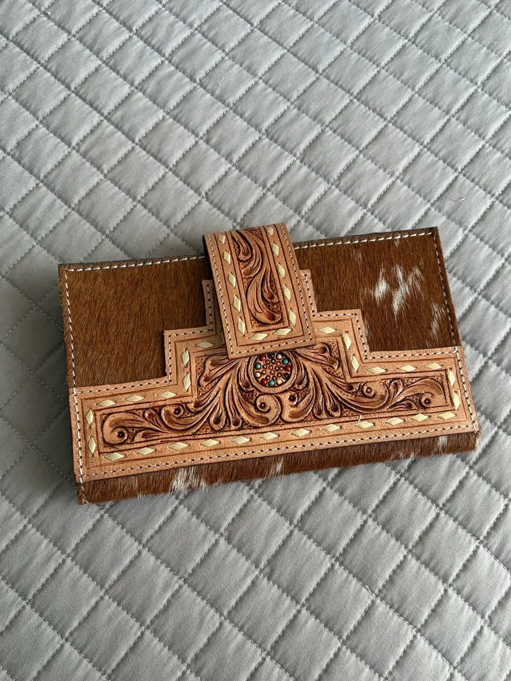 Mesa Genuine Tooled Leather and Cowhide Wallet